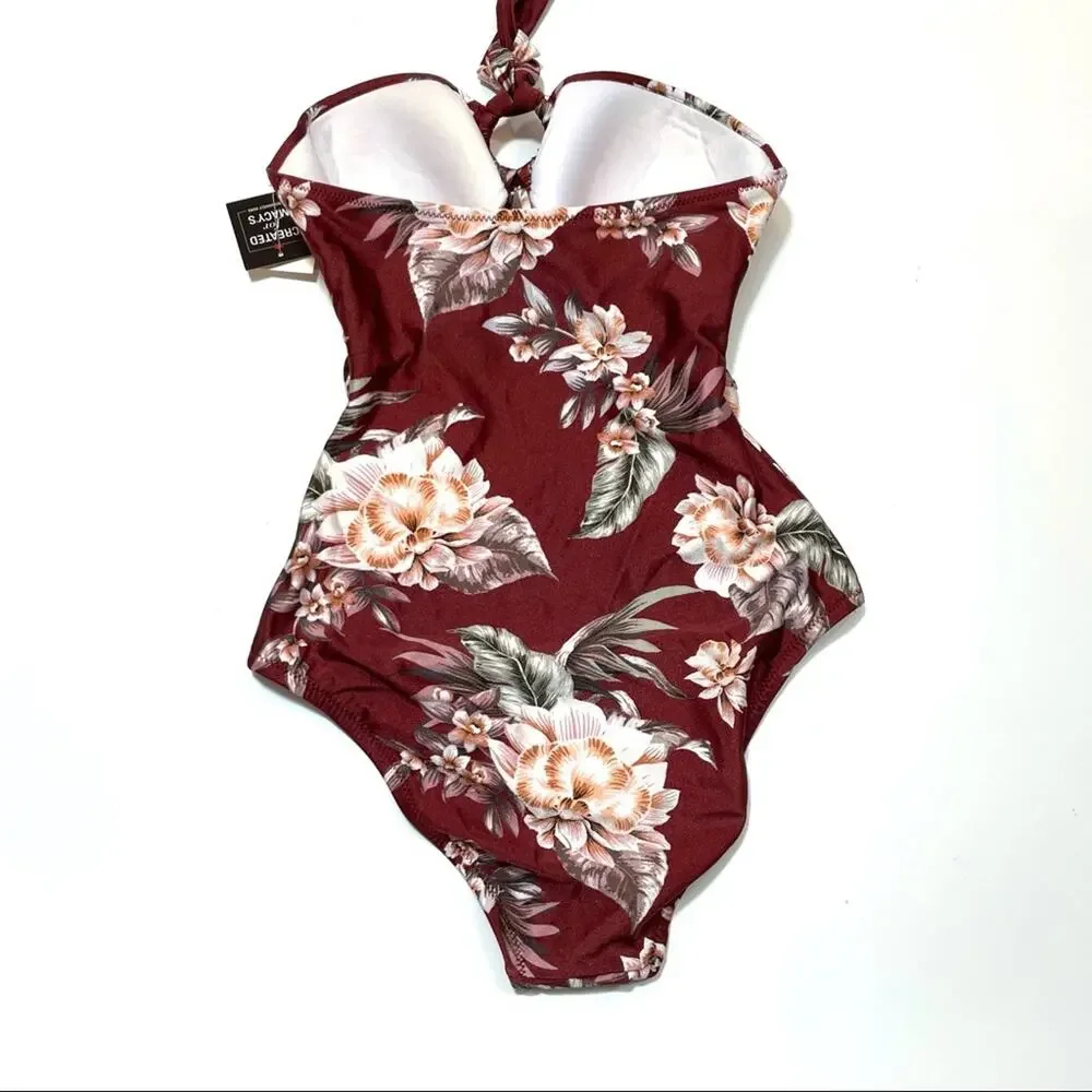 Bar III flora cut out halter onepiece swimsuit XS